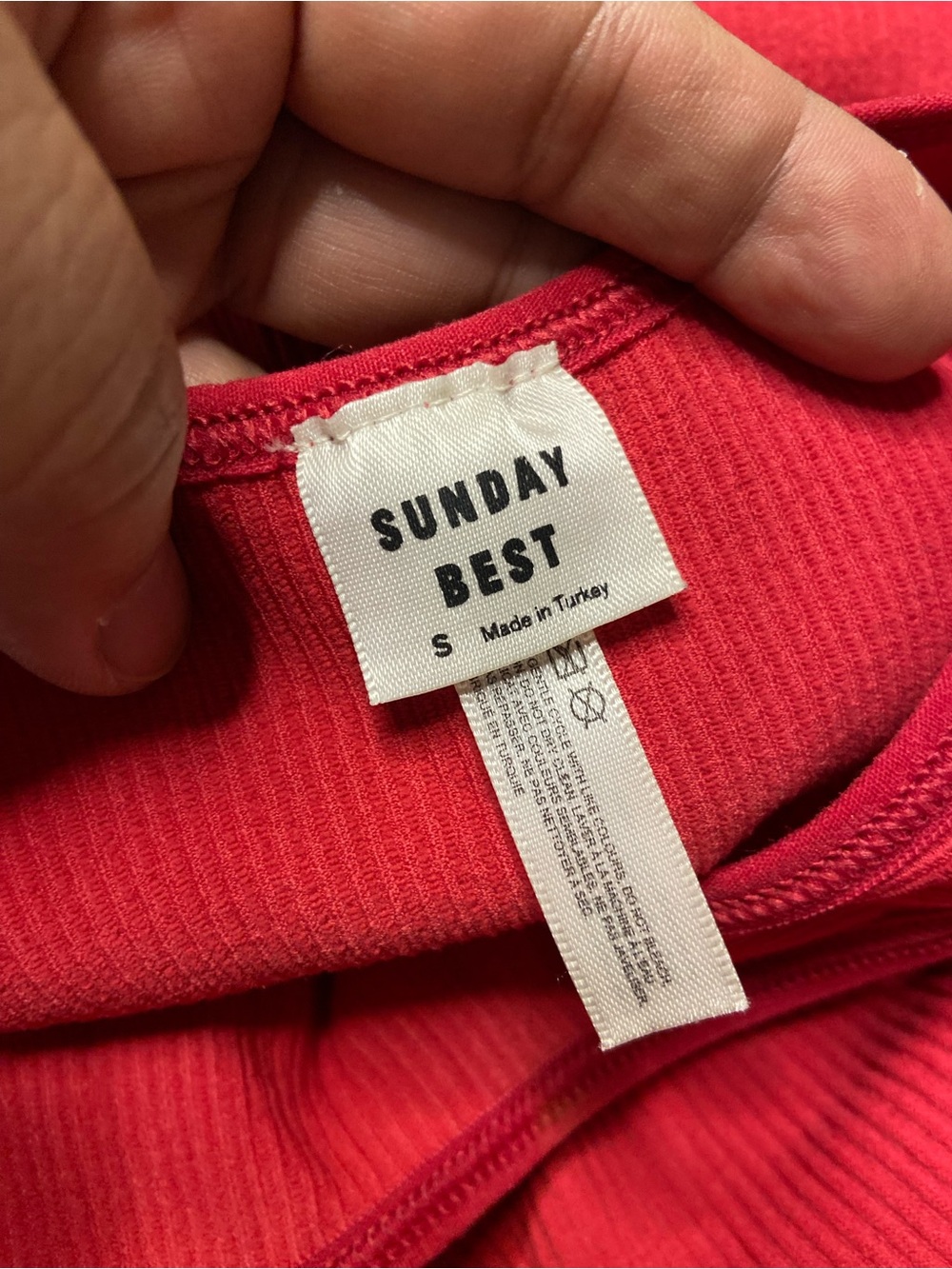 SUNDAY BEST Red Ribbed Halter Tank Bodysuit - Picture 3 of 6